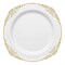 White with Gold Fancy Round Disposable Plastic Salad Plates - 7.5" (120 Plates)